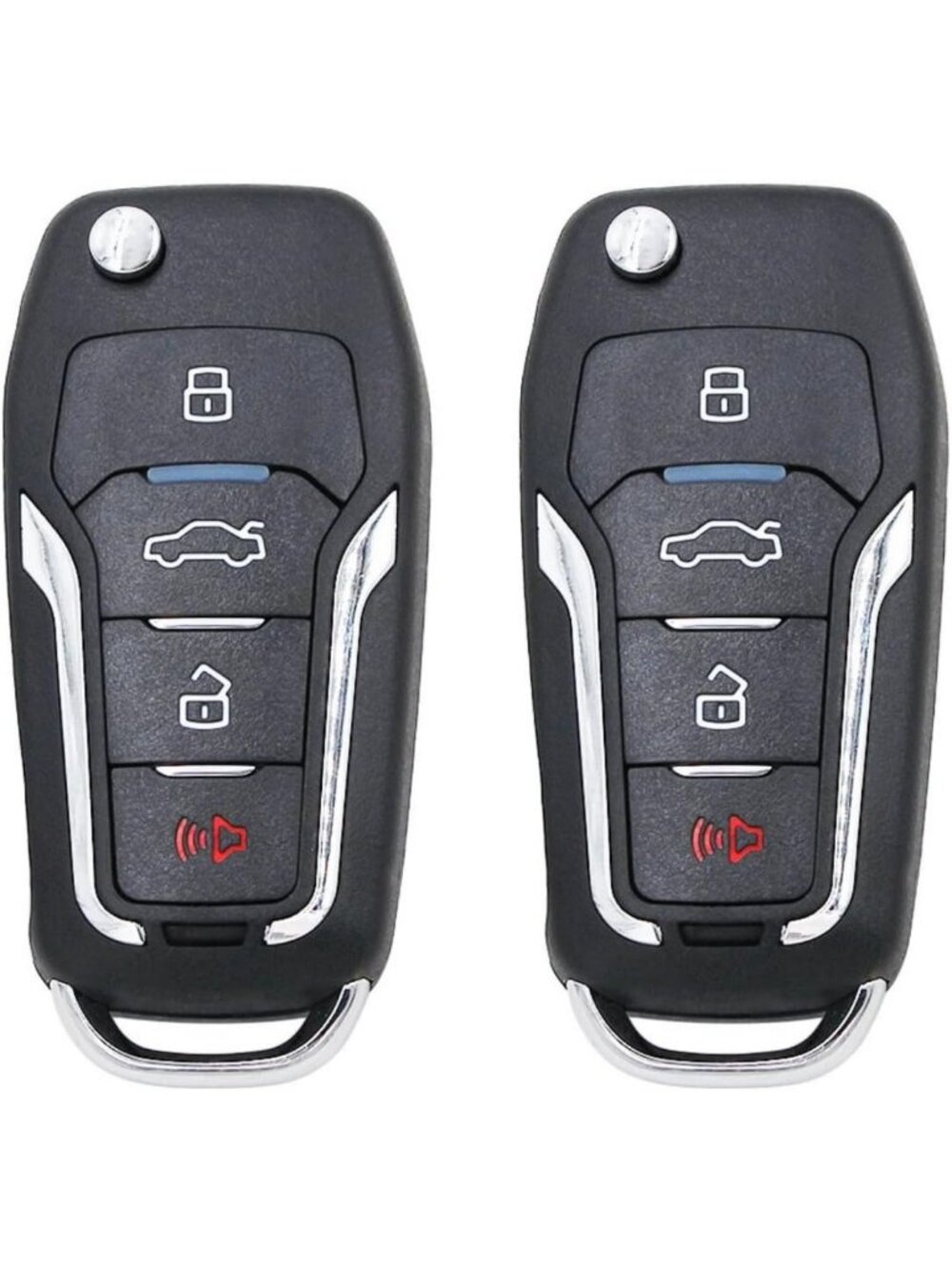 Key Fob Replacement 2 Pack - Keyless Entry for Ford & Mazda Vehicles, Silver